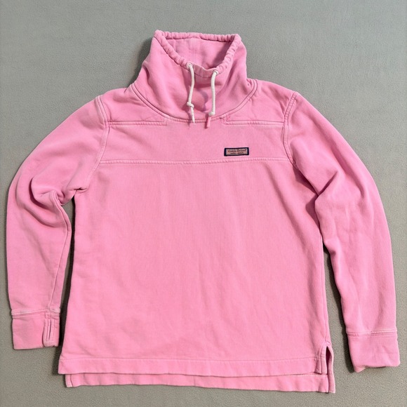 Vineyard Vines Funnel Neck Pullover Pink Thumb Hole Sweatshirt XS - Picture 1 of 10